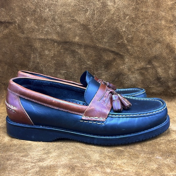 Bass Black Brown Leather Tassel Loafers